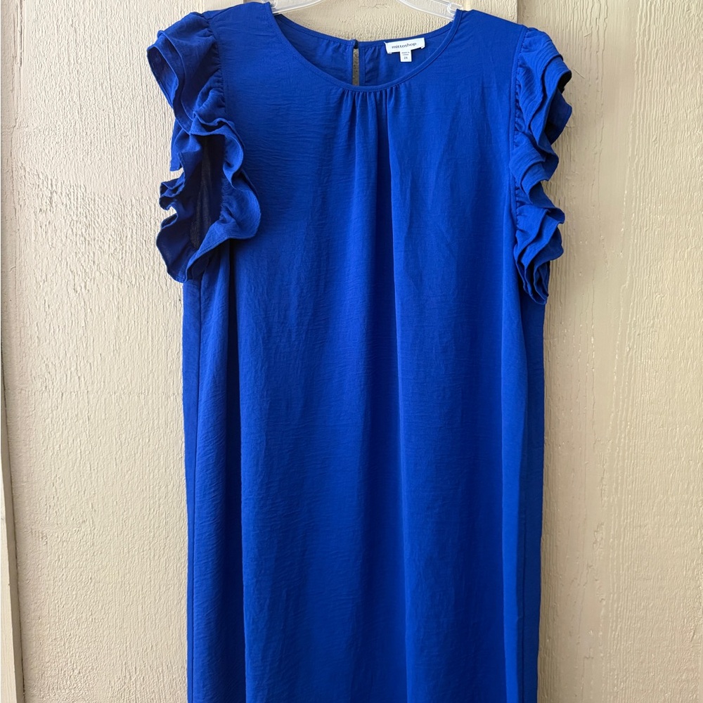 Mittoshop Royal Blue Ruffle Sleeve Dress